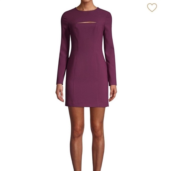 Likely Keller plum purple long sleeve mini dress with cut out detail size 6 - Picture 1 of 10